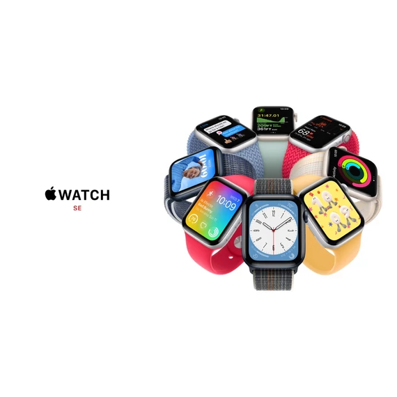 Apple Watch SE (2022) GPS 40mm Aluminium Silver with Sport Strap White MNJV3