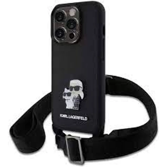 Karl Lagerfeld tok + crossbody strap fekete KLHCP15LSAKCPBK Apple Iphone 15 Pro készülékhez