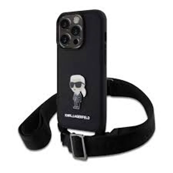 Karl Lagerfeld tok + crossbody strap fekete KLHCP15LSASKNPBK Apple Iphone 15 Pro készülékhez
