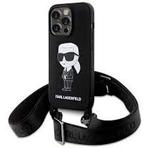 Karl Lagerfeld tok + crossbody strap fekete KLHCP15LSCBSKNK Apple Iphone 15 Pro készülékhez