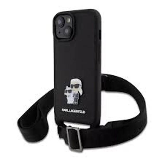 Karl Lagerfeld tok + crossbody strap fekete KLHCP15MSAKCPBK Apple Iphone 15 Plus készülékhez