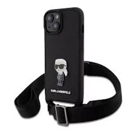 Karl Lagerfeld tok + crossbody strap fekete KLHCP15MSASKNPBK Apple Iphone 15 Plus készülékhez