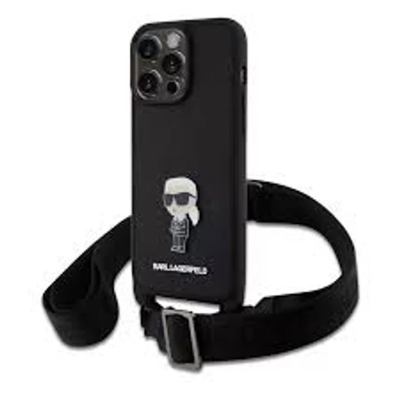 Karl Lagerfeld tok + crossbody strap fekete KLHCP15XSASKNPBK Apple Iphone 15 Pro Max készülékhez