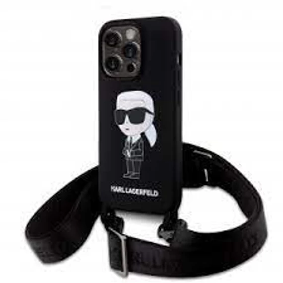  Karl Lagerfeld tok + crossbody strap fekete KLHCP15XSCBSKNK Apple Iphone 15 Pro Max készülékhez