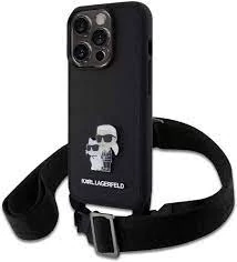 Karl Lagerfeld tok + crossbody strap fekete KLHCP15LSAKCPBK Apple Iphone 15 Pro készülékhez