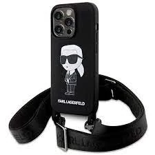 Karl Lagerfeld tok + crossbody strap fekete KLHCP15LSCBSKNK Apple Iphone 15 Pro készülékhez