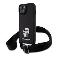 Karl Lagerfeld tok + crossbody strap fekete KLHCP15MSAKCPBK Apple Iphone 15 Plus készülékhez
