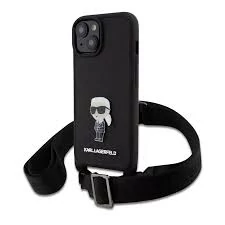 Karl Lagerfeld tok + crossbody strap fekete KLHCP15MSASKNPBK Apple Iphone 15 Plus készülékhez