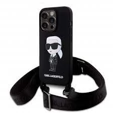  Karl Lagerfeld tok + crossbody strap fekete KLHCP15XSCBSKNK Apple Iphone 15 Pro Max készülékhez